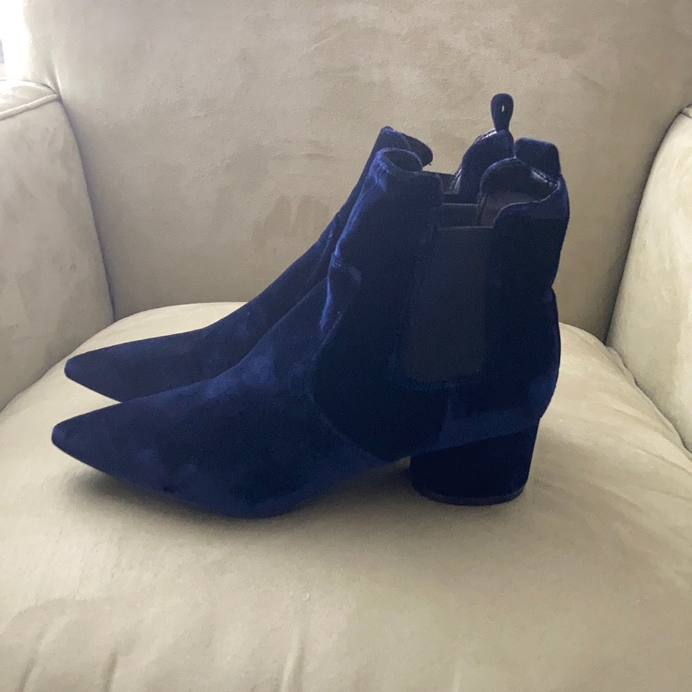 Blue suede boots